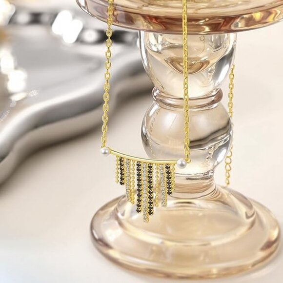 NIB Tassel Pendant Necklace. 18K plated Sterling Silver. - Picture 6 of 6